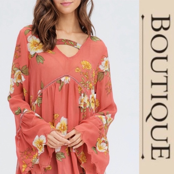 Tops - Floral Empire Waist Boho Top